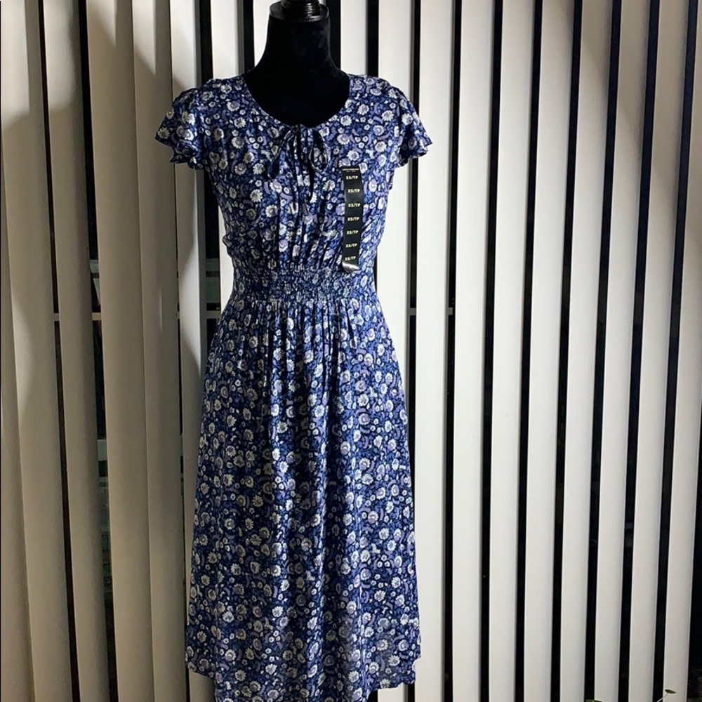 Lucky Brand Olivia Floral-Print Shirred Dress XS - Picture 2 of 7